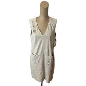 NWT! Worth New York Beige Laser Cut Beige Leather Dress Size 2